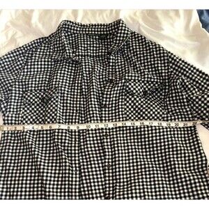 Eddie Bauer Women’s Flannel Button Down Shirt Size Tall XXL Black And White